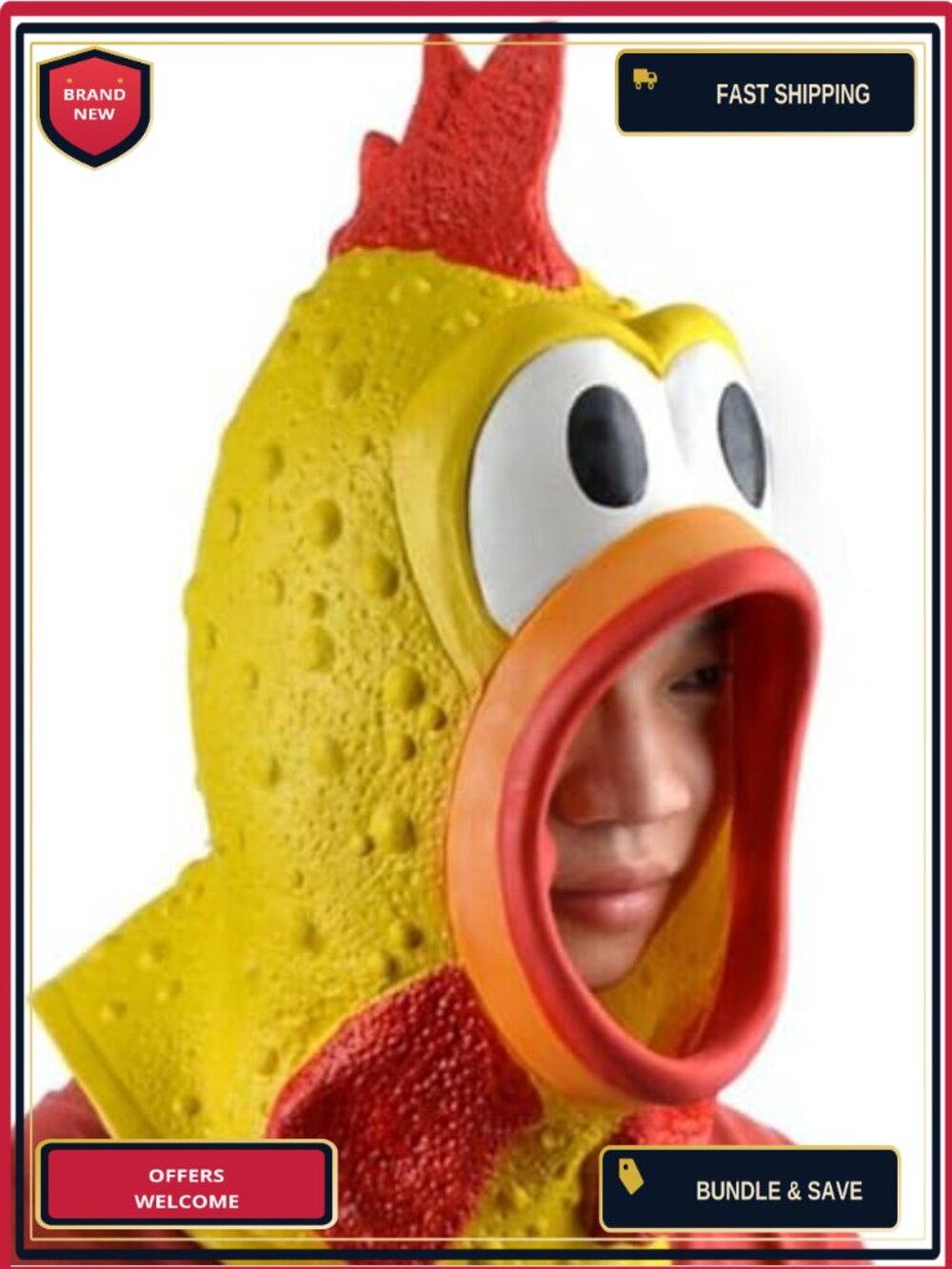 Latex Chicken Rooster Mask Full Head Animal Costume Halloween Cosplay Prop